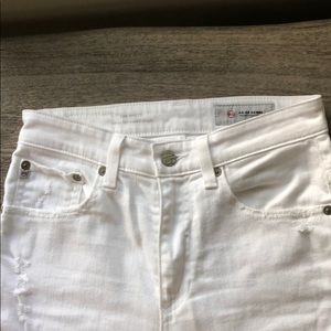 AG high waisted straight white jeans The Rhett
